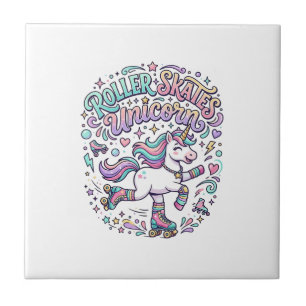 Unicorn Roller Skates Unicorn Retro Style Graphic Tile