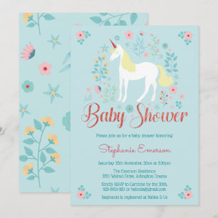 Unicorn Rose Gold Glitter Baby Shower Invitation