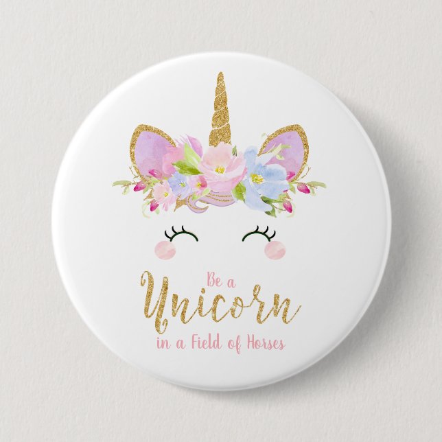 Unicorn Round Badge Inspirational Gift Favor (Front)