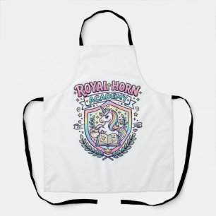 Unicorn Royal Horn Academy Bold Typography Print o Apron