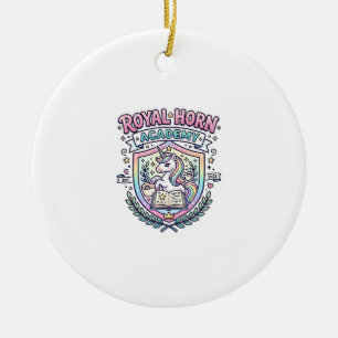 Unicorn Royal Horn Academy Bold Typography Print o Ceramic Tree Decoration