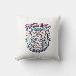 Unicorn Royal Horn Academy Bold Typography Print o Cushion