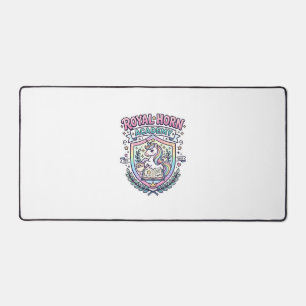 Unicorn Royal Horn Academy Bold Typography Print o Desk Mat