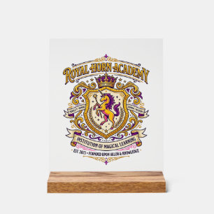 Unicorn Royal Horn Academy Stylish Zazzle Design_1 Acrylic Sign
