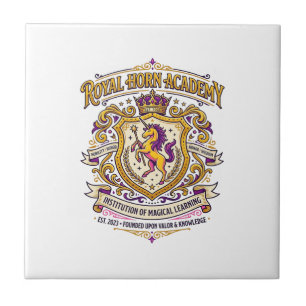 Unicorn Royal Horn Academy Stylish Zazzle Design_1 Tile