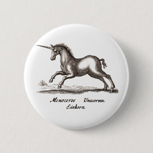 unicorn running magic drawing 6 cm round badge