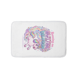 Unicorn Running on Glitter and Delusion Charming M Bath Mat