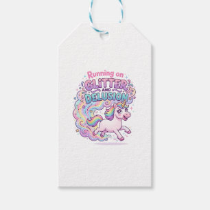 Unicorn Running on Glitter and Delusion Charming M Gift Tags