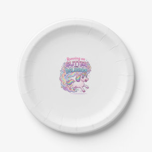 Unicorn Running on Glitter and Delusion Charming M Paper Plate
