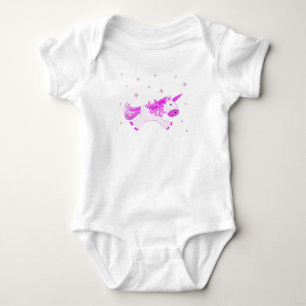 Unicorn running with stars baby bodysuit