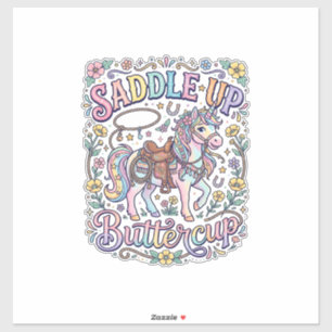 Unicorn Saddle Up Buttercup Colourful White Backgr