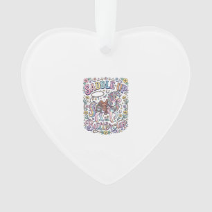 Unicorn Saddle Up Buttercup Colourful White Backgr Ornament