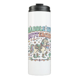 Unicorn Saddle Up Buttercup Kawaii Typography Desi Thermal Tumbler