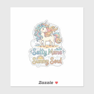 Unicorn Salty Mane Sunny Soul Playful Vector Desig