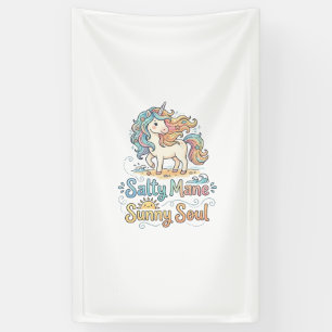 Unicorn Salty Mane Sunny Soul Playful Vector Desig Banner