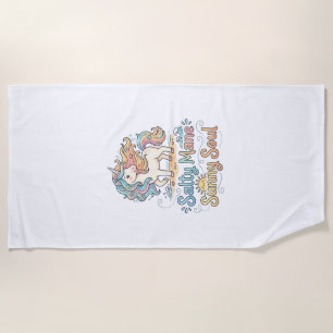 Unicorn Salty Mane Sunny Soul Playful Vector Desig Beach Towel