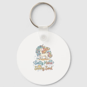 Unicorn Salty Mane Sunny Soul Playful Vector Desig Key Ring