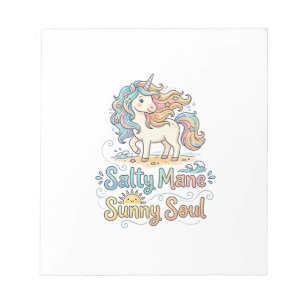 Unicorn Salty Mane Sunny Soul Playful Vector Desig Notepad