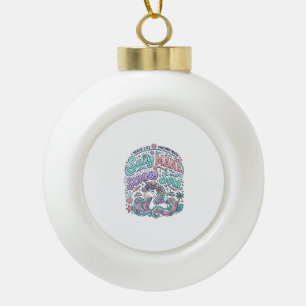 Unicorn Salty Mane Sunny Soul Retro Style T-Shirt  Ceramic Ball Christmas Ornament