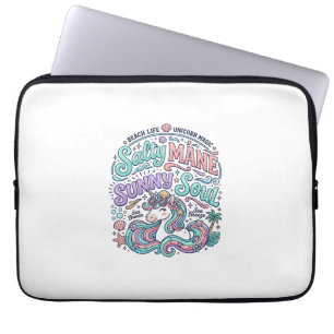 Unicorn Salty Mane Sunny Soul Retro Style T-Shirt Laptop Sleeve