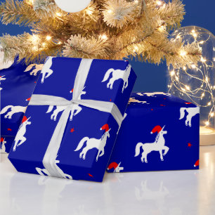 Unicorn Santa Christmas gift wrapping paper glossy
