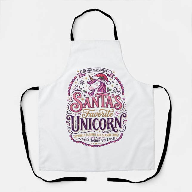 Unicorn Santa's Favourite Unicorn Apron (Front)