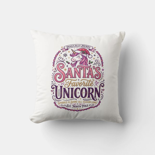 Unicorn Santa's Favourite Unicorn Cushion (Front)