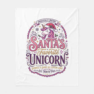 Unicorn Santa's Favourite Unicorn Fleece Blanket