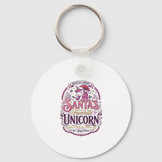 Unicorn Santa's Favourite Unicorn Key Ring (Front)