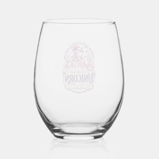 Unicorn Santa's Favourite Unicorn Stemless Wine Glass