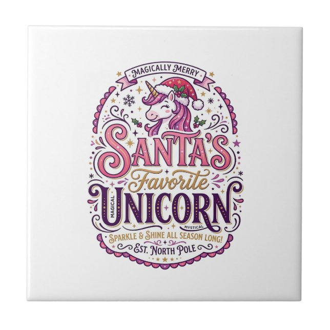 Unicorn Santa's Favourite Unicorn Tile (Front)