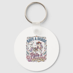 Unicorn Save a Horse Ride a Unicorn Print Ready Ap Key Ring