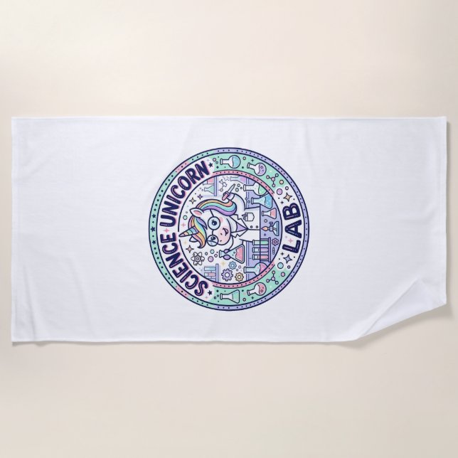 Unicorn Science Unicorn Lab POD Ready Apparel Grap Beach Towel (Front)