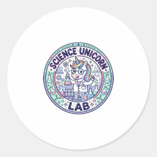 Unicorn Science Unicorn Lab POD Ready Apparel Grap Classic Round Sticker