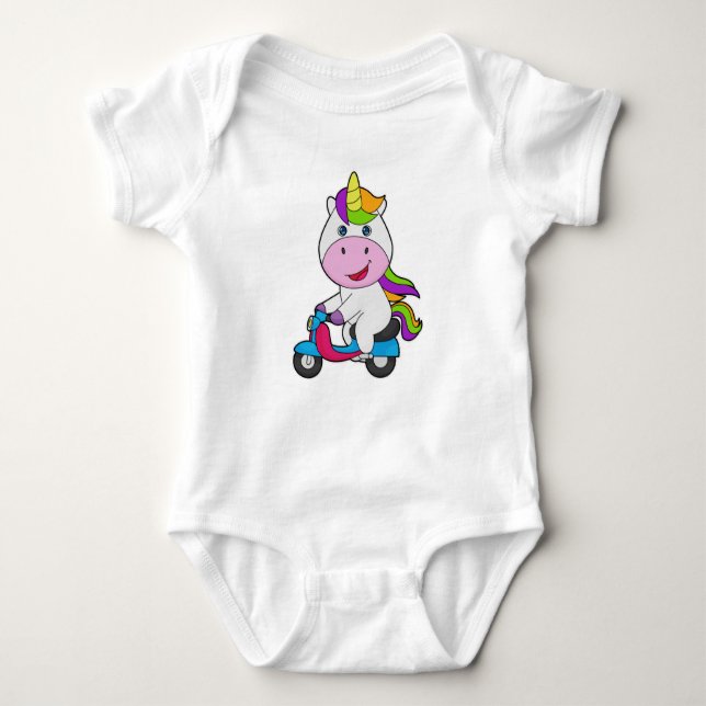 Unicorn Scooter Baby Bodysuit (Front)
