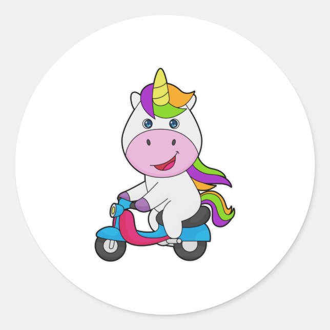 Unicorn Scooter Classic Round Sticker (Front)