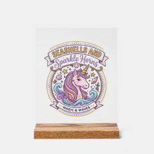 Unicorn Seashells and Sparkle Horns POD Ready Zazz Acrylic Sign