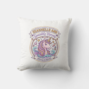 Unicorn Seashells and Sparkle Horns POD Ready Zazz Cushion