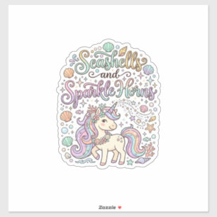 Unicorn Seashells and Sparkle Horns Premium Vector