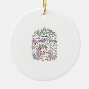 Unicorn Seashells and Sparkle Horns Premium Vector Ceramic Tree Decoration