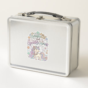 Unicorn Seashells and Sparkle Horns Premium Vector Metal Lunch Box
