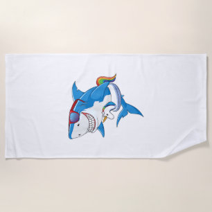 Unicorn Shark Pool Party Shirt Kids Girls Boys Fun Beach Towel