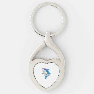 Unicorn Shark Pool Party Shirt Kids Girls Boys Fun Key Ring