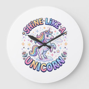 Unicorn Shine Like a Unicorn Graphic Design T-Shir Large Clock