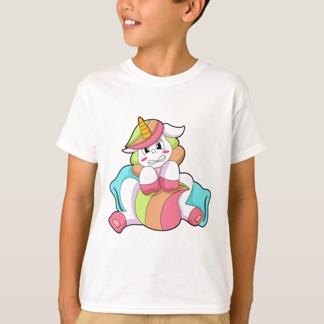 Unicorn Shy with Pillow T-Shirt (Front)
