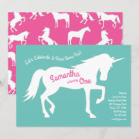 Unicorn Silhouette 1st Birthday Party Pink Girls