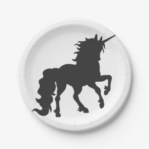 Unicorn silhouette - Choose background colour Paper Plate