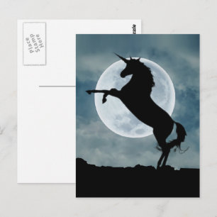 Unicorn Silhouette Full Moon Night Sky Postcard