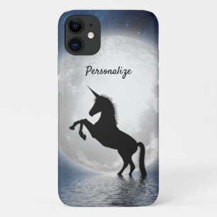 Unicorn Silhouette Full Moon on Ocean Personalize Case-Mate iPhone Case