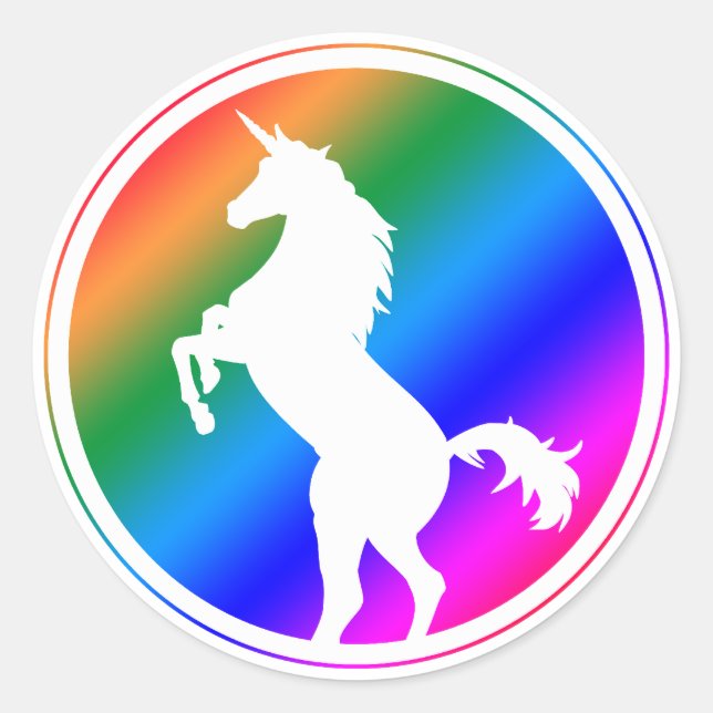 Unicorn Silhouette White Classic Round Sticker (Front)